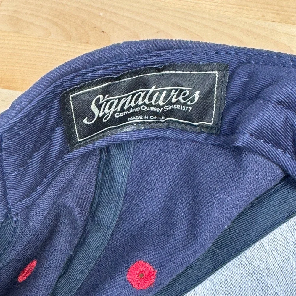 Gonzaga Zags Bulldogs Signatures Navy Blue Red Embroidered Baseball Cap Hat Mens
